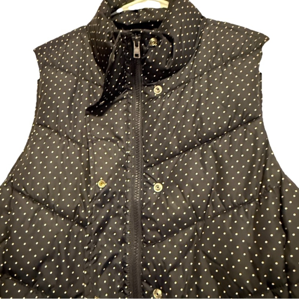 Gap Polka Dot Puffer Vest Black Women’s Size Medium Full‎ Zip And Snap